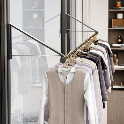 隐形晾衣架阳台家用窗户飘窗折叠晾衣架免打孔壁挂式伸缩晒被神器