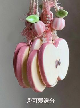 甜美风粉色苹果陶瓷项链