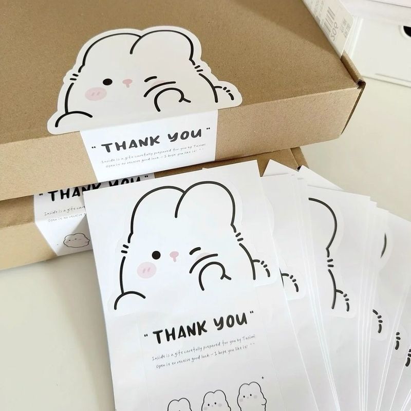 新款原创萌萌兔不干胶封口贴可爱卡通贴纸烘焙打包出卡好物