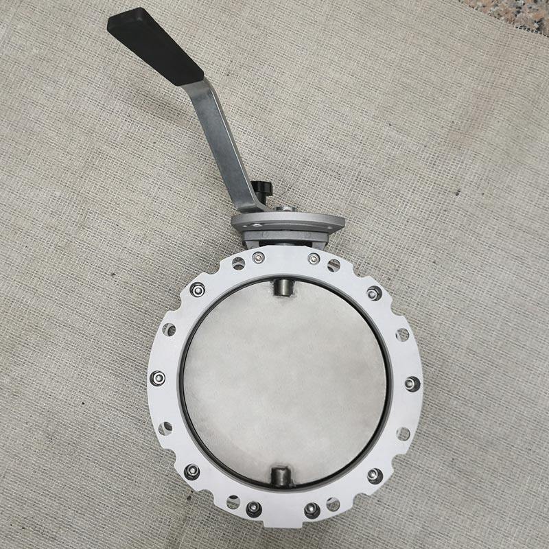 手动粉尘粉体蝶阀不锈钢单双法兰系列水泥搅拌站涡轮手柄放DN100