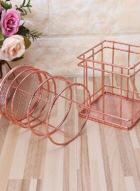 极速Rose Golgd Metal Pen Holder Desk Organizer Pencil Pen Ho