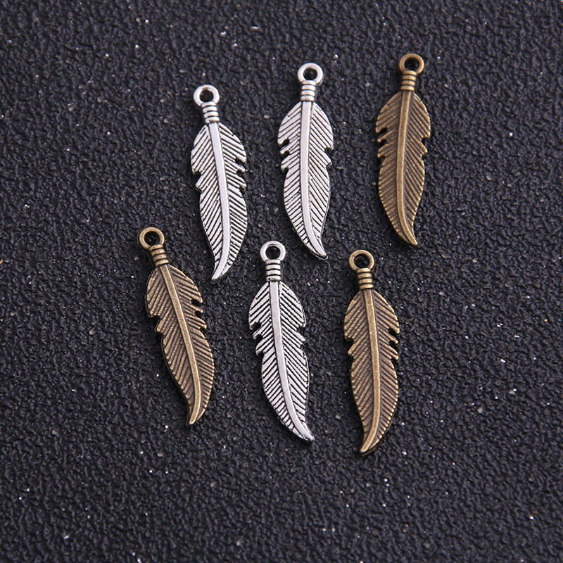 新品30pcs 7*27mm Antique   Zxinc Alloy Feathers Charms Diy J
