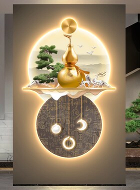 极速百福图e入户玄关装饰画新中式葫芦客厅走廊挂画轻奢招财鹿带