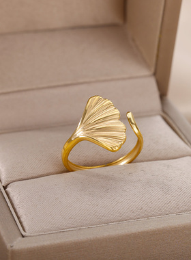 极速Vinbtage Gingko Leaf Shape Rings For Women Open Adjustab