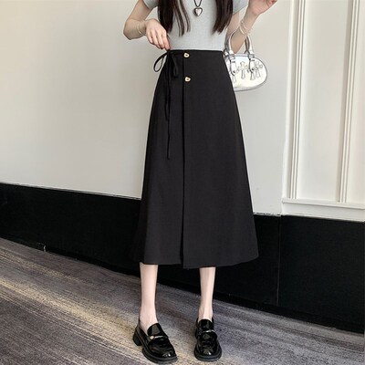 新品设计感小众西装裙子女半身裙夏202H5新款系带休闲半裙小A字包