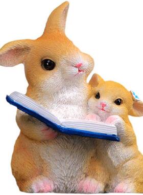 极速创意卡通小兔子看书树脂摆饰花园庭院阳台装S饰幼儿园温馨布