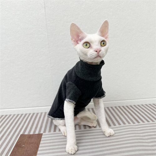 极速斯芬克斯无毛猫德文衣服高A领貂毛弹力打底衫内衬耐舔防磨保