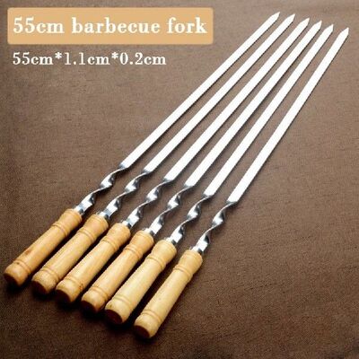 极速6pcs BBQ Long Handle Shish Kebab BarbecuOe Grill Stick W
