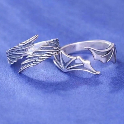 新品Gothic Punjk Angel Devil Wings Adjustable Womens Ring Fo