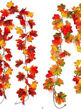 新品175CM Autumkn Wreath Maple Leaves Hanging Rattan Wreath