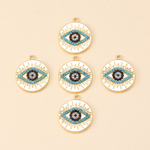 Round 12Pcs Goldi Gem Blue Evil Color 新品 Eye Charms Metal