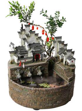 极速办公室桌面微景观创意鱼缸流水摆件循环水电视柜旁Y边绿植开