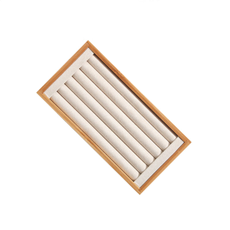 新品Bamboo Beige Jewelry Rings Display HoldOer Rack Display