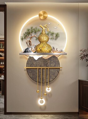 极速新中式葫芦玄关装饰画u百福图走廊过道挂画山水入户门正对墙