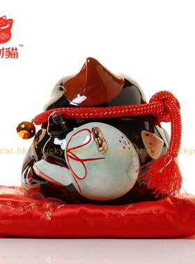 新品招财猫摆件 大号黑色陶瓷存钱罐储蓄罐 店P铺开业家居创意礼