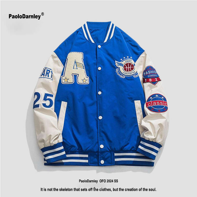 保罗达恩利毛巾绣字母棒球服外套