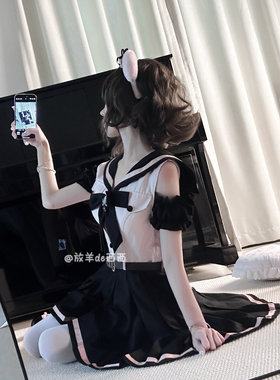 现货新品-原创黑粉色显白学院风海军领连衣裙 日常小个子显瘦穿搭