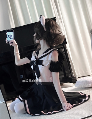 现货新品-原创黑粉色显白学院风海军领连衣裙 日常小个子显瘦穿搭