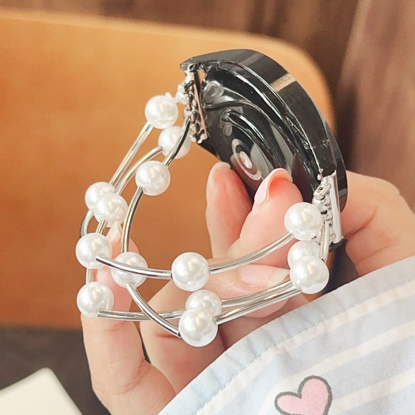 壳里斯iwatch表带S11乐管串珠金属弹力一体SE女款S9适用S10苹果applewatch华为GT6手表FIT4红米5小米9pro荣耀