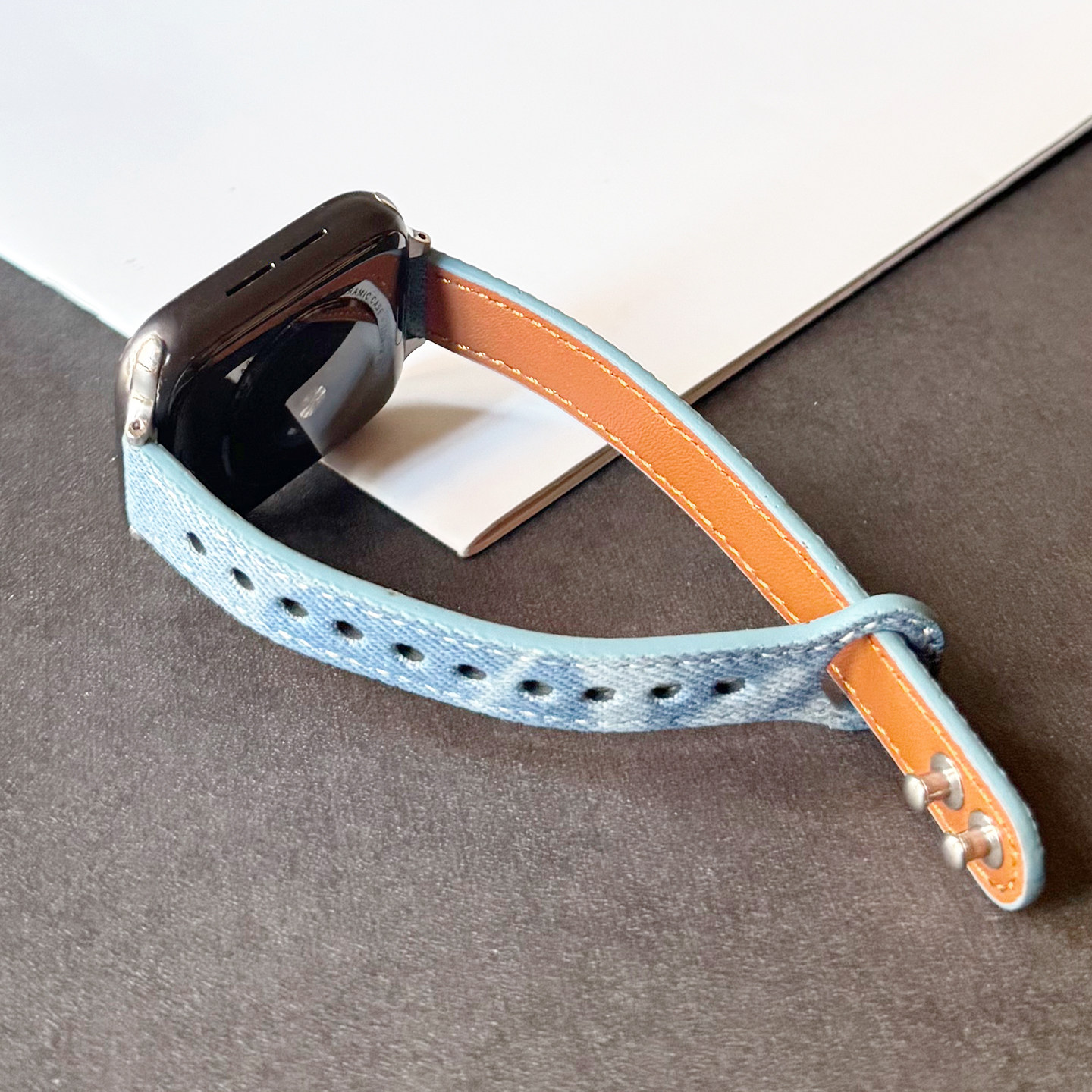 壳里斯iwatch表带S11双钉细款皮革克莱因蓝S9适用S10苹果applewatch华为GT6手表FIT4红米5小米9pro小众高级感