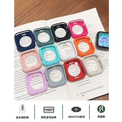 壳里斯iwatch表壳纯色硅胶软壳保护壳秋冬S10防摔新款s9套适用SE苹果Applewatch手表S8高级感S7小众Ultra夏天