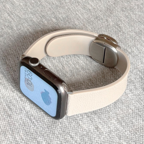 iwatch表带适用磁吸荔枝纹硅胶