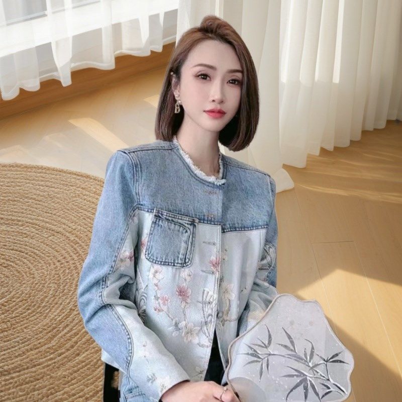 高级感新中式国风复古牛仔衬衫女长袖春装新款设计感上衣短款外套,女装/女士精品,短外套,淘宝优惠券,粉丝福利购,淘宝优惠卷