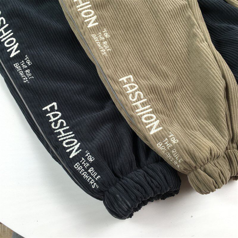 110-160儿童灯芯绒夹棉裤男童三层加棉休闲裤中大童冬款裤子百搭