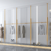 店挂衣服架子 陈列货架立柱上墙不锈钢钛金女装 服装 店展示架壁挂式