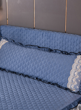 夹棉加厚双人长枕套1.5米法莱绒枕头罩长情侣单人夫妻水晶绒紫色