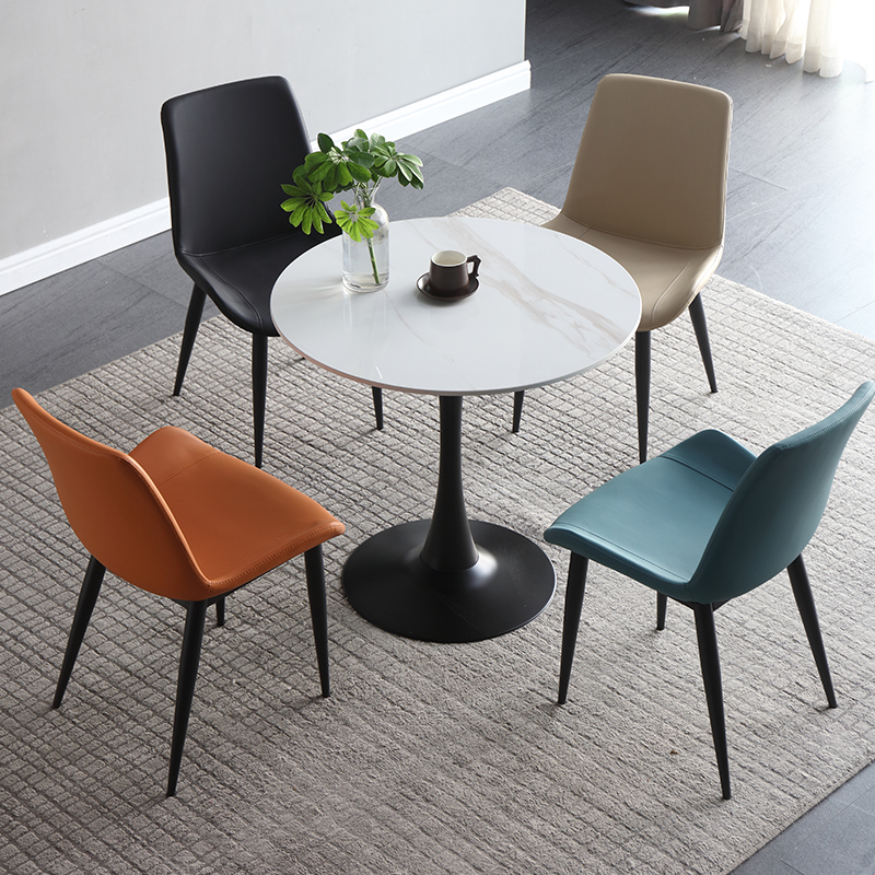 轻奢岩板餐桌休息区接待郁金香酒店洽谈桌咖啡奶茶店阳台小圆桌子