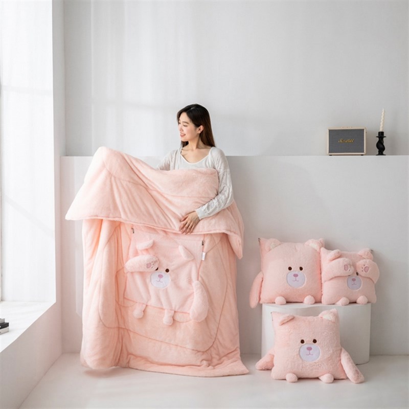 卡通玩偶兔绒抱枕被子两用办公室午睡沙发靠枕二合一汽车上加厚冬