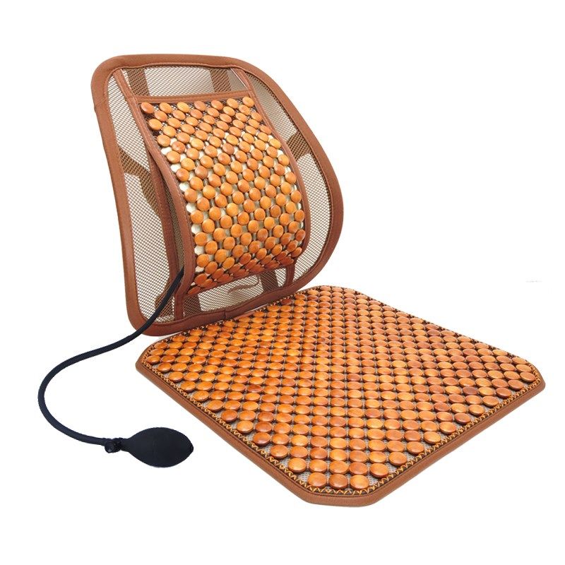 夏天办公室久坐护腰靠垫透气木珠坐垫靠垫一体夏季腰靠腰垫靠背垫