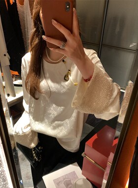 NAZ那子大码春季新款新中式盘扣提花国风改良胖mm亮片衬衫上衣女