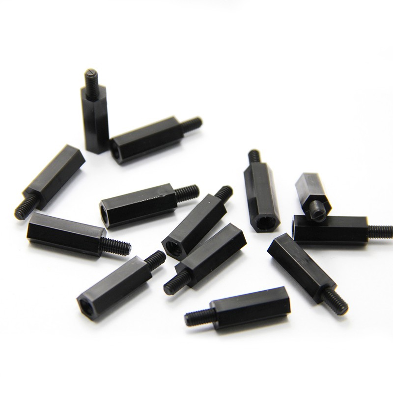 M2.5 M2单头六角隔离柱黑色塑料尼龙柱螺丝*x5x7x8x11x13x15x20mm