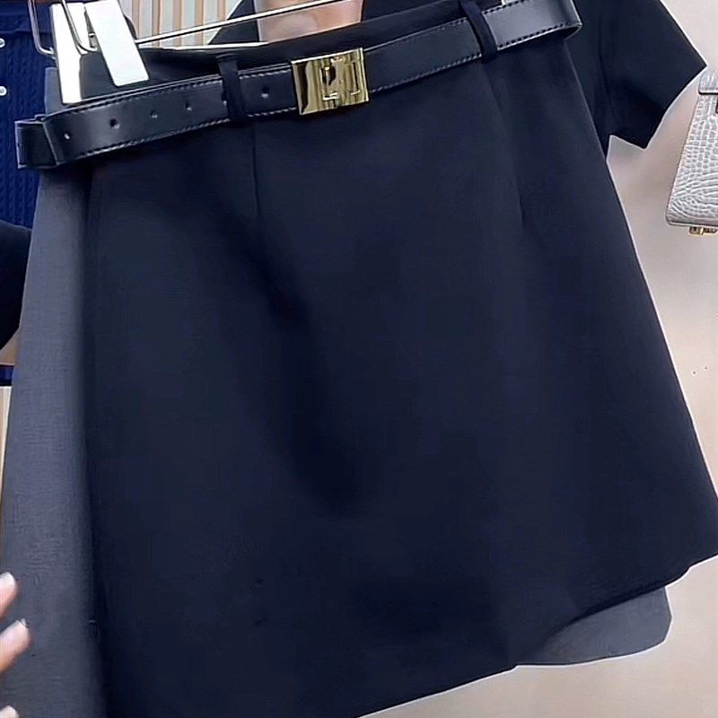 灰色高腰西装半身裙女2024春夏百搭显瘦包臀一步裙子a字裙短裙黑