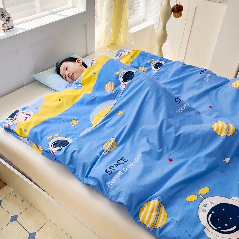豆豆绒儿童睡袋纯棉四季通用中大童棉花防踢被神器春秋冬加厚加绒