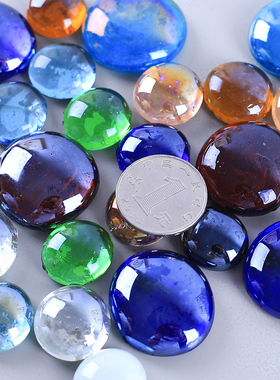 鱼缸装饰造景玻璃鹅卵石雨花石阳台装饰彩色小石子水培五彩石头