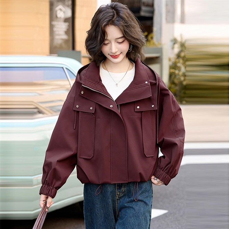 外套女短款宽松时尚干练2024春秋季新款风衣今年流行安可拉红夹克,女装/女士精品,短外套,淘宝优惠券,粉丝福利购,淘宝优惠卷