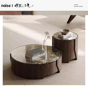 Tide Leader意式极简设计师高端大理石茶几组合客厅家用圆形茶几