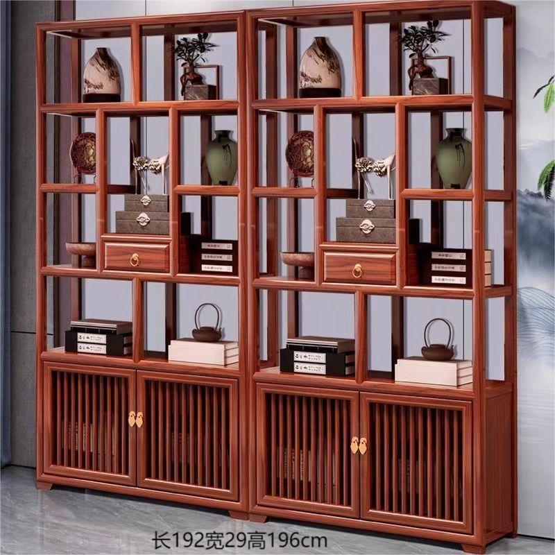 新中式实木茶叶柜客厅茶水柜餐边柜多宝阁办公室置物架博古架书架