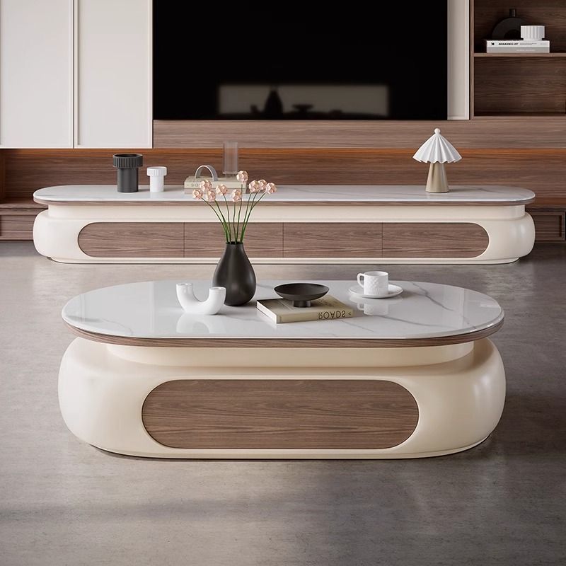 椭圆形新款轻奢创意茶几现代简约组合客厅家用小户型奶油意式高级