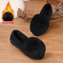 豆豆鞋女冬加绒2025新款外穿保暖毛毛鞋软底一脚蹬女士老北京棉鞋