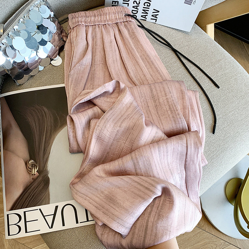 水墨画条纹缎面脏脏山本阔腿裤女夏季慵懒风直筒拖地垂感休闲裤子,女装/女士精品,卫裤,淘宝优惠券,粉丝福利购,淘宝优惠卷