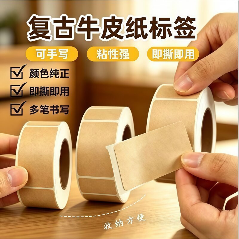 复古牛皮纸便利贴粘性强备忘贴纸