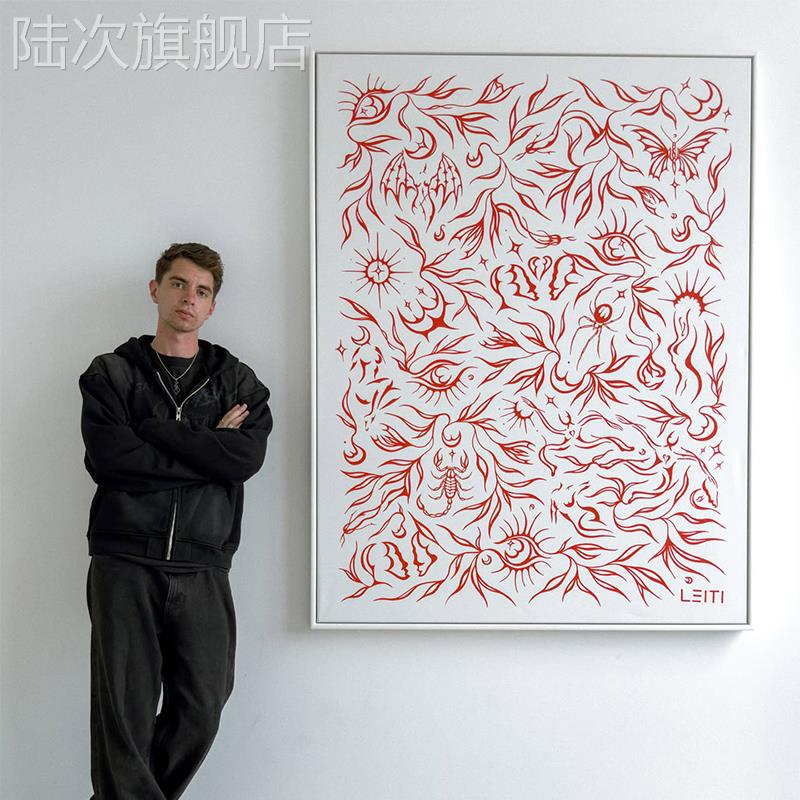 现代简约客厅装饰画北欧极简抽象线条酒店民宿样板间高档大气挂画图片