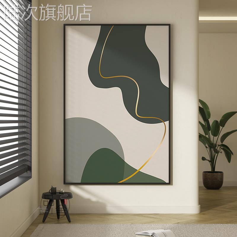 线条色块入户玄关装饰画北欧简约抽象几何客厅壁画餐厅背景墙挂画图片