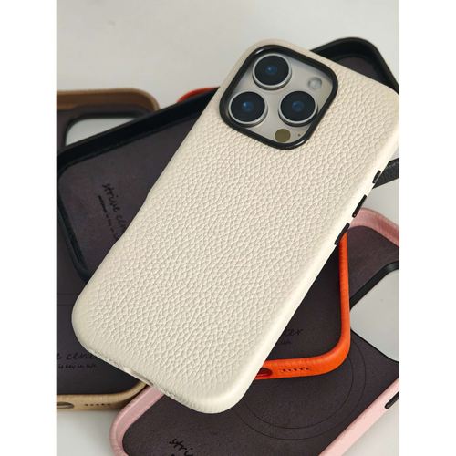 头层牛皮全包荔枝纹真皮磁吸手机壳苹果系列16pro15pro14pro