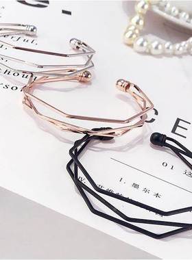 复古饰品棱形手镯清新夏日闺蜜百搭创意流行朋克校园礼物男女ins