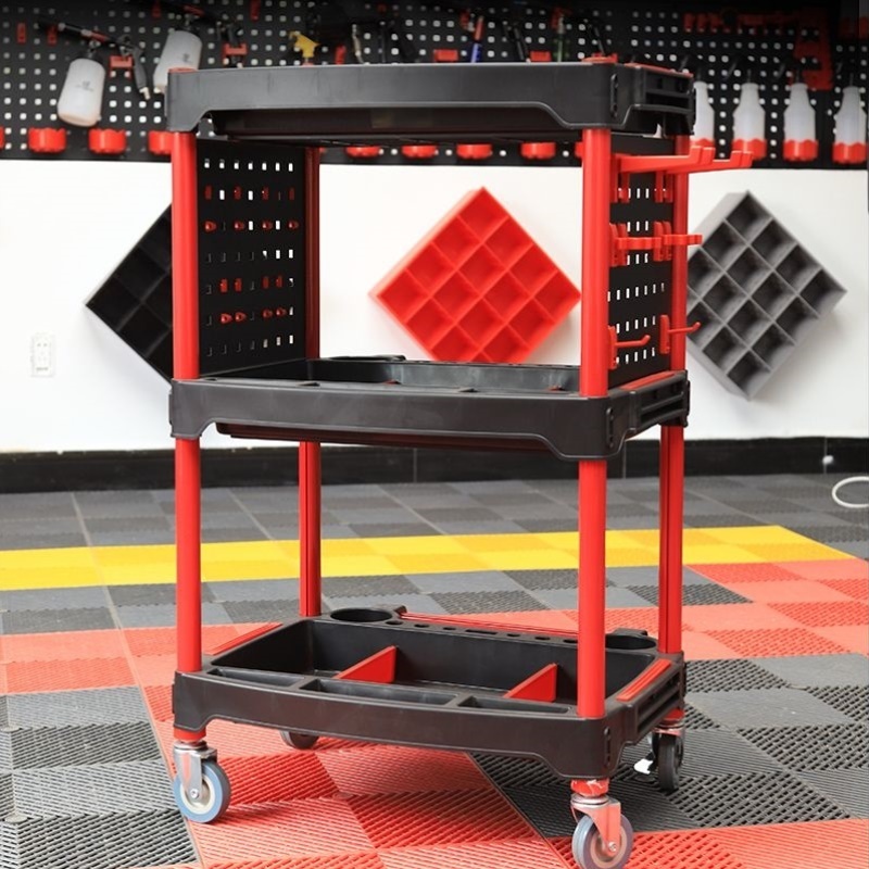 汽修工具车套装汽车美容车间零件收纳洗车店多功能移动三层小推车